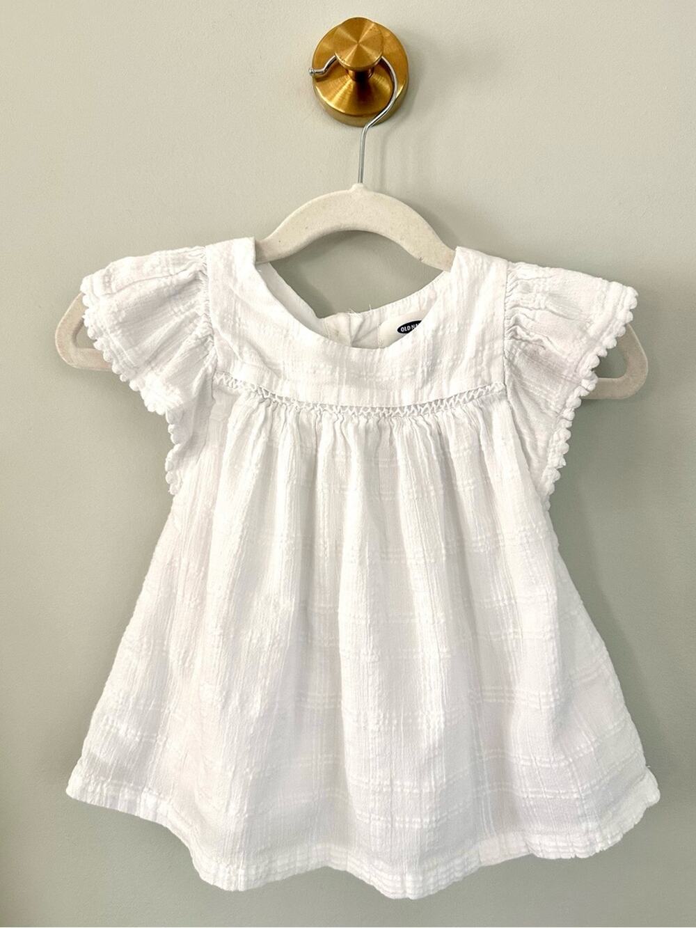 Old Navy Girls 3T White Cotton Gauze Flutter Sleeve Blouse Boho Cottagecore